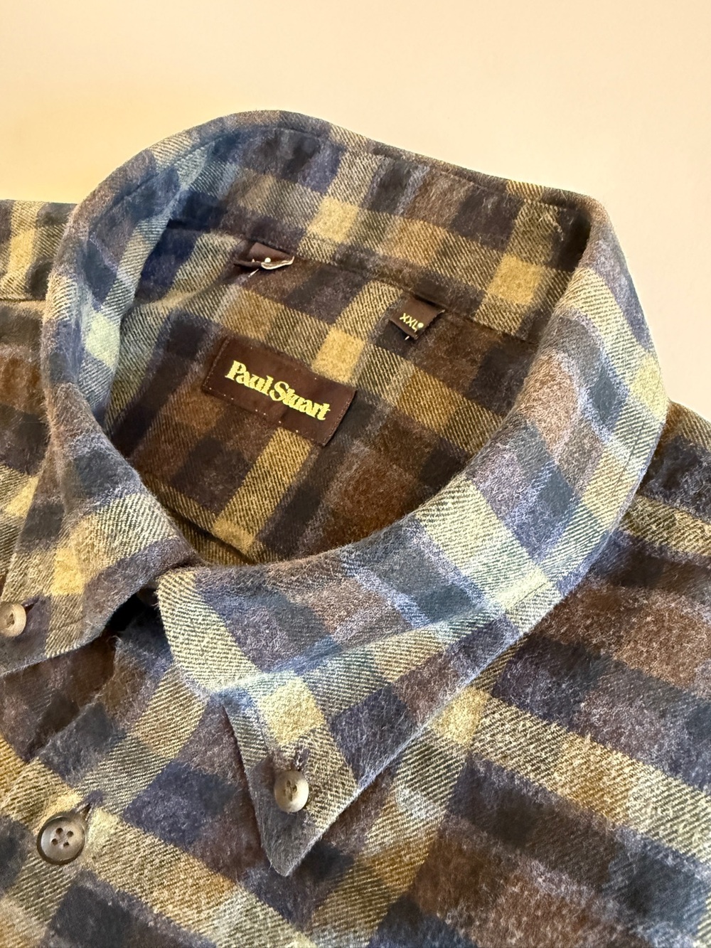 Paul Stuart Men’s 100% Cotton Flannel Plaid Button-Down Shirt XXL